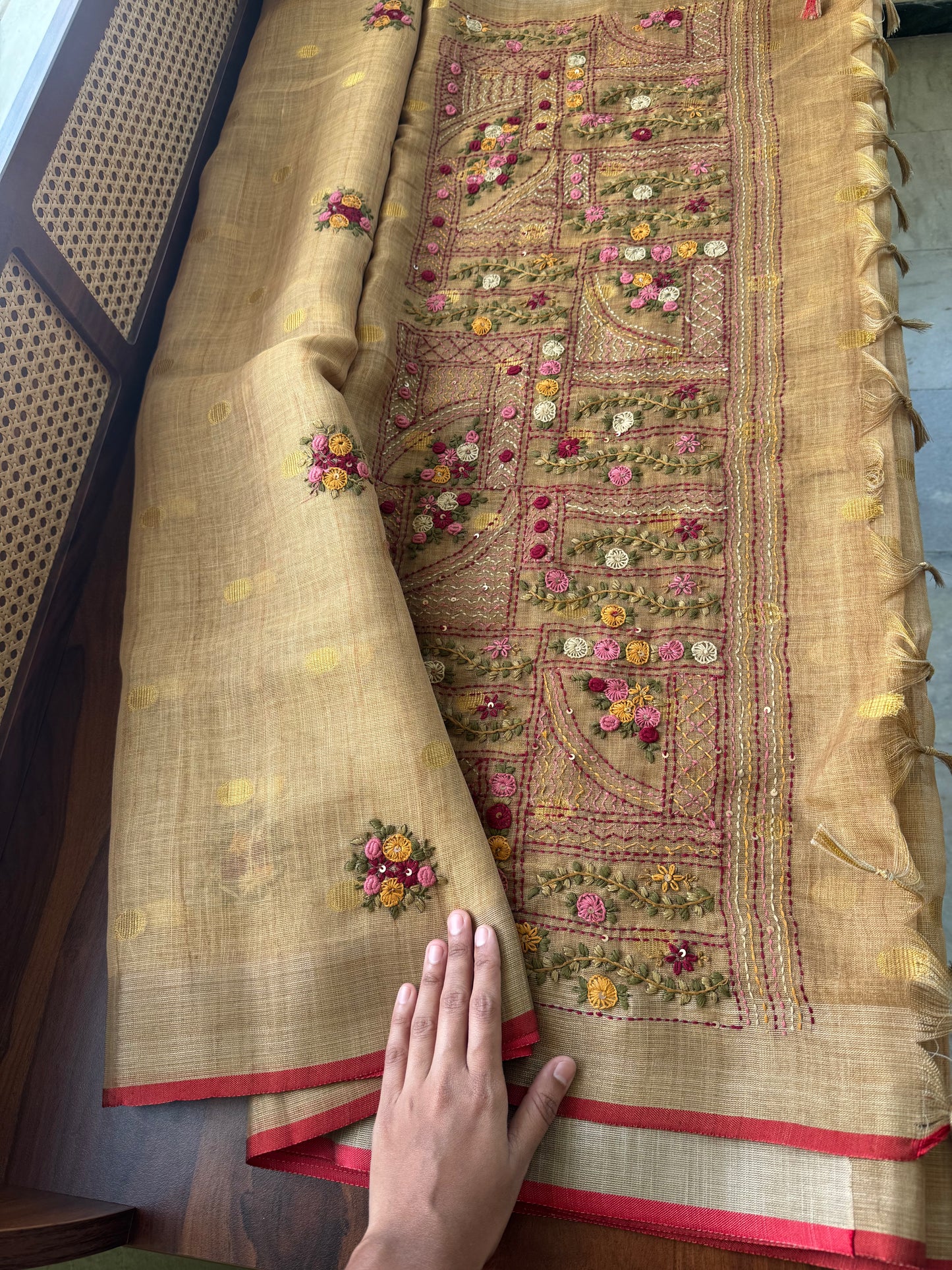 Premium Tissue Linen Sarees - Mustard Yellow