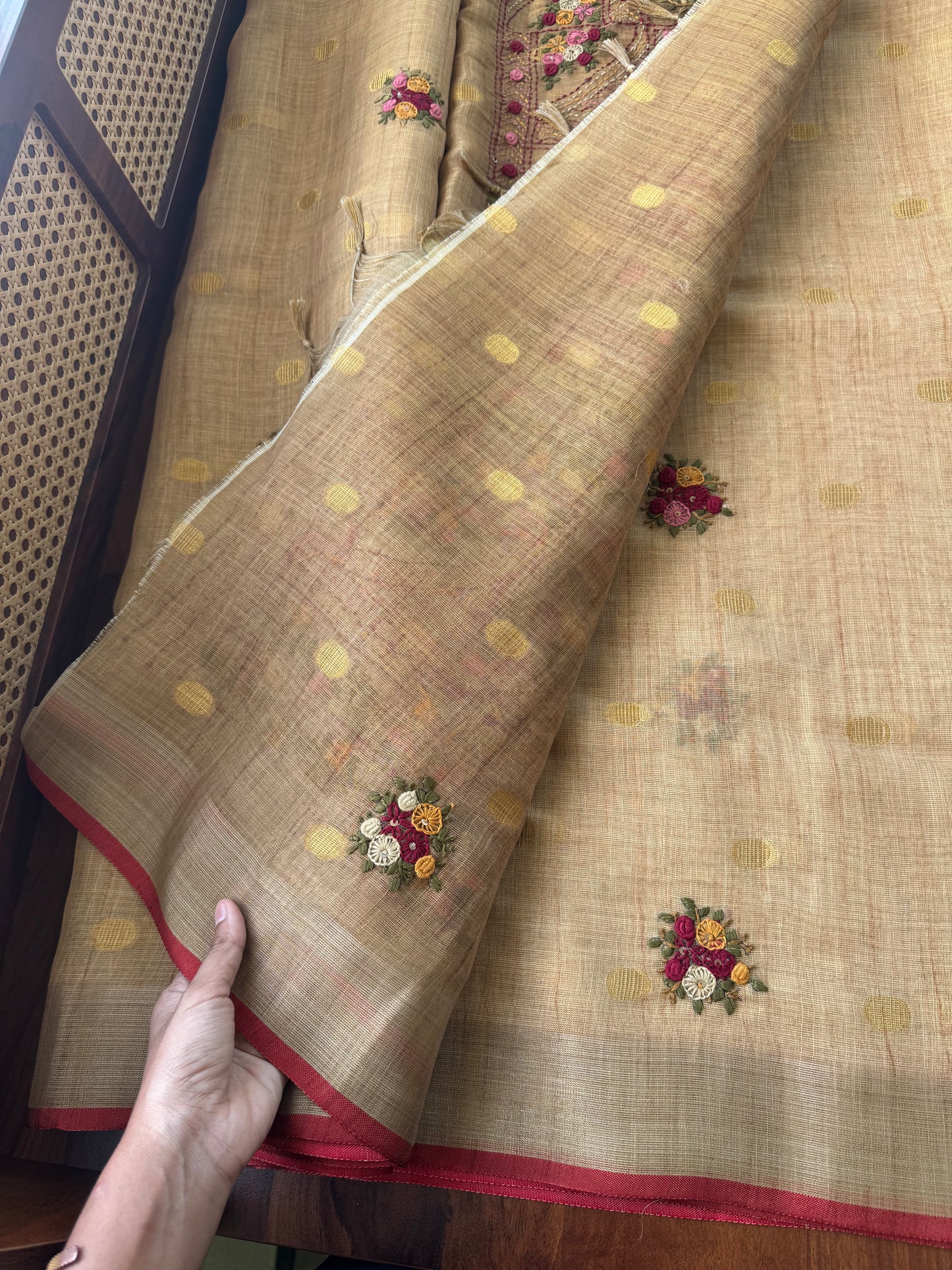 Premium Tissue Linen Sarees - Mustard Yellow