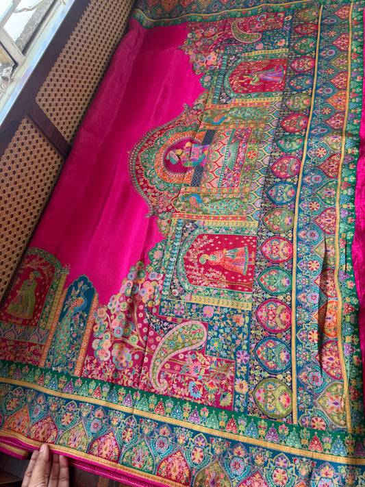 Luxe Pashmina Style Semi Silk Saree - Pink