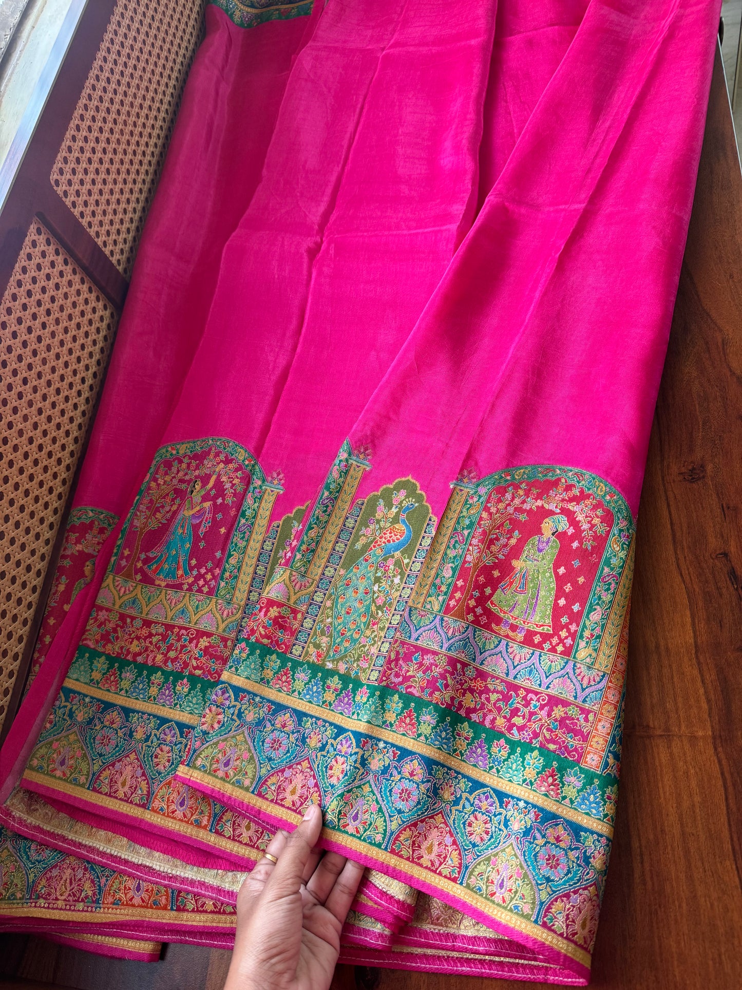 Luxe Pashmina Style Semi Silk Saree - Pink