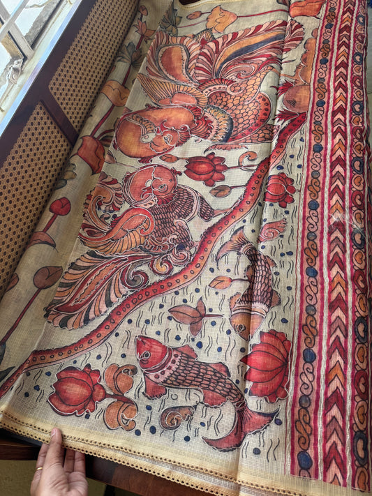Soft Printed Kota Saree - Pastel Yellow