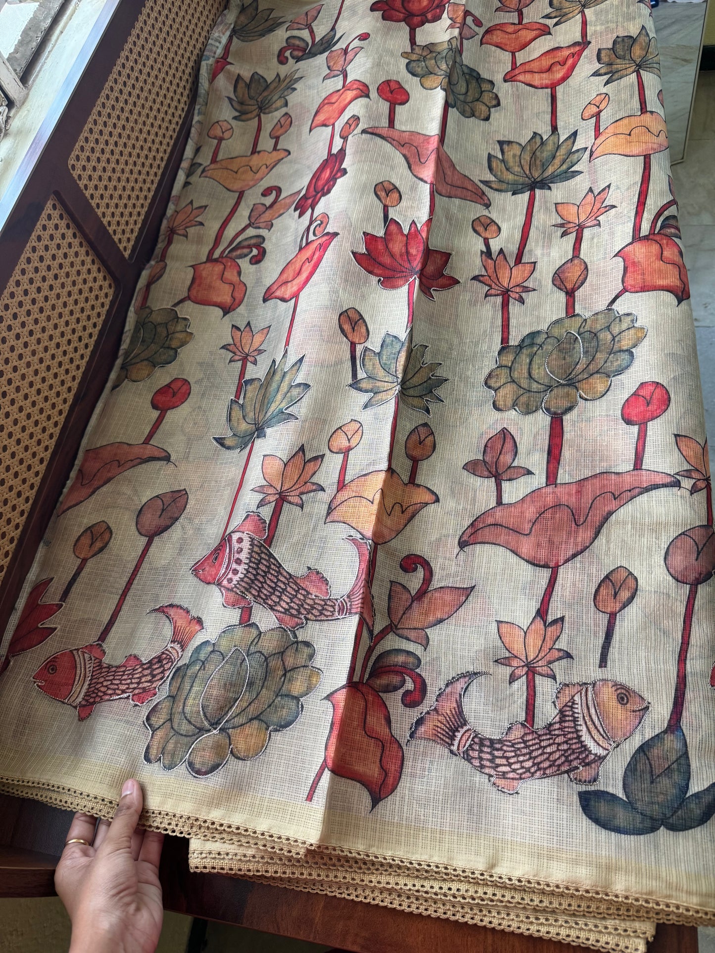 Soft Printed Kota Saree - Pastel Yellow