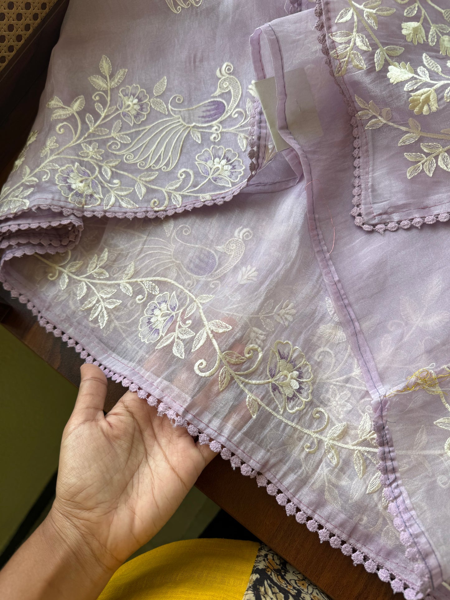 Delicate Tissue Organza Saree - Lavender