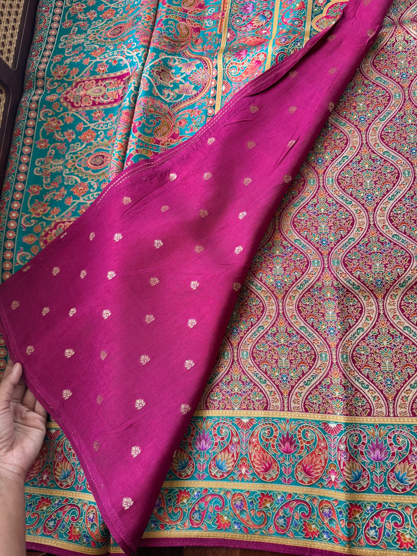 Luxe Pashmina Style Semi Silk Saree - Purple