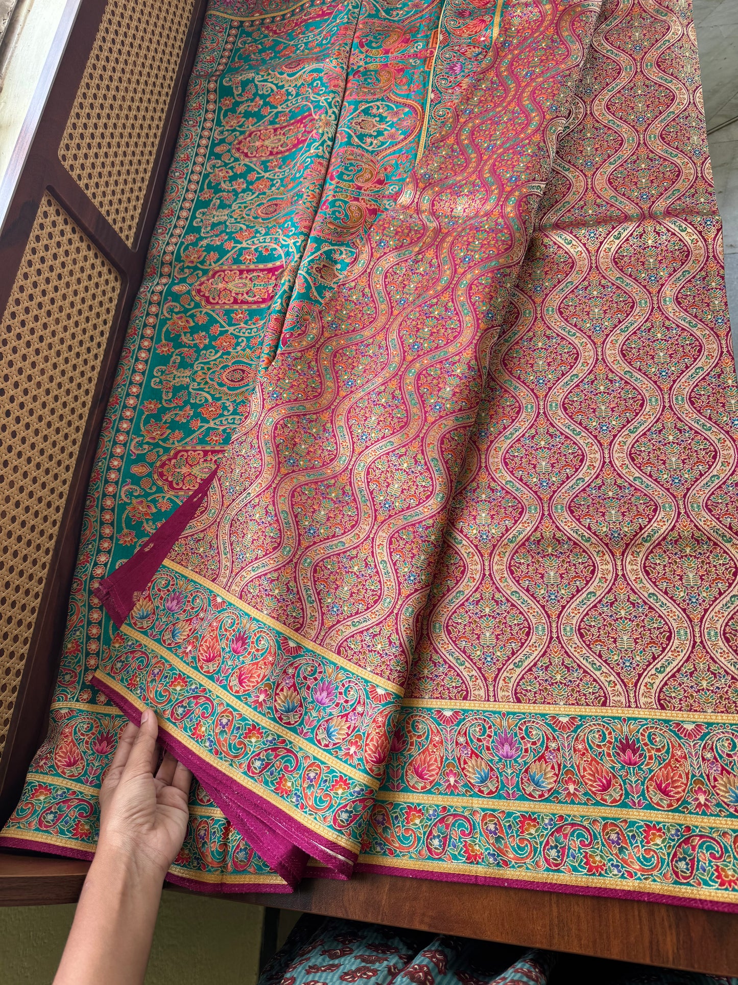 Luxe Pashmina Style Semi Silk Saree - Purple