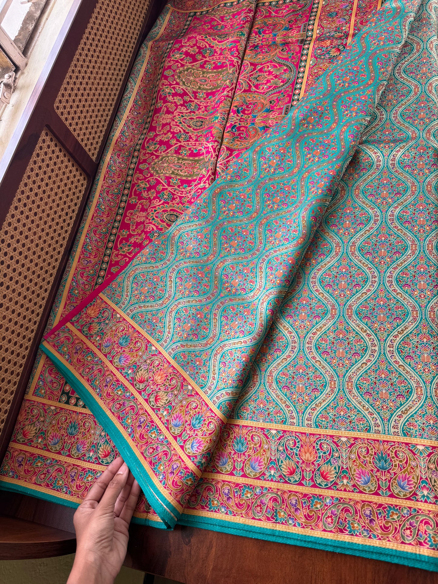 Luxe Pashmina Style Semi Silk Saree - Blue