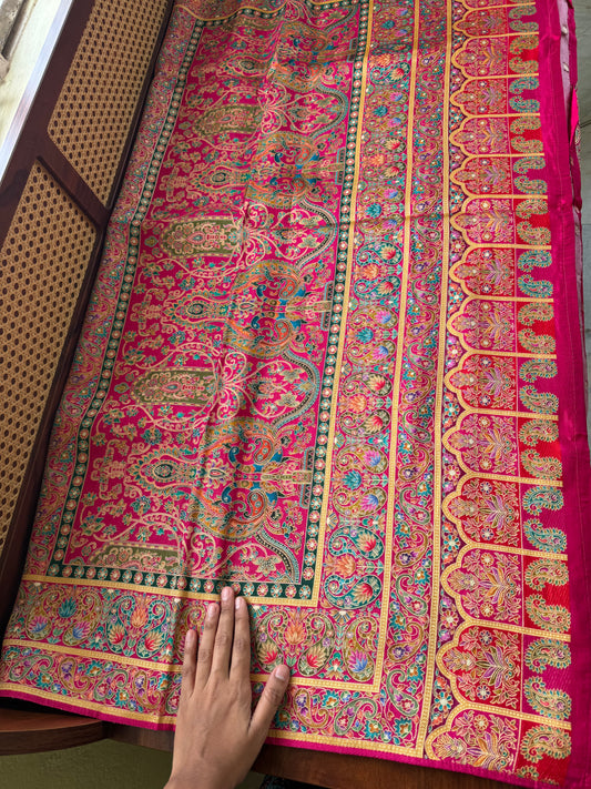 Luxe Pashmina Style Semi Silk Saree - Pink