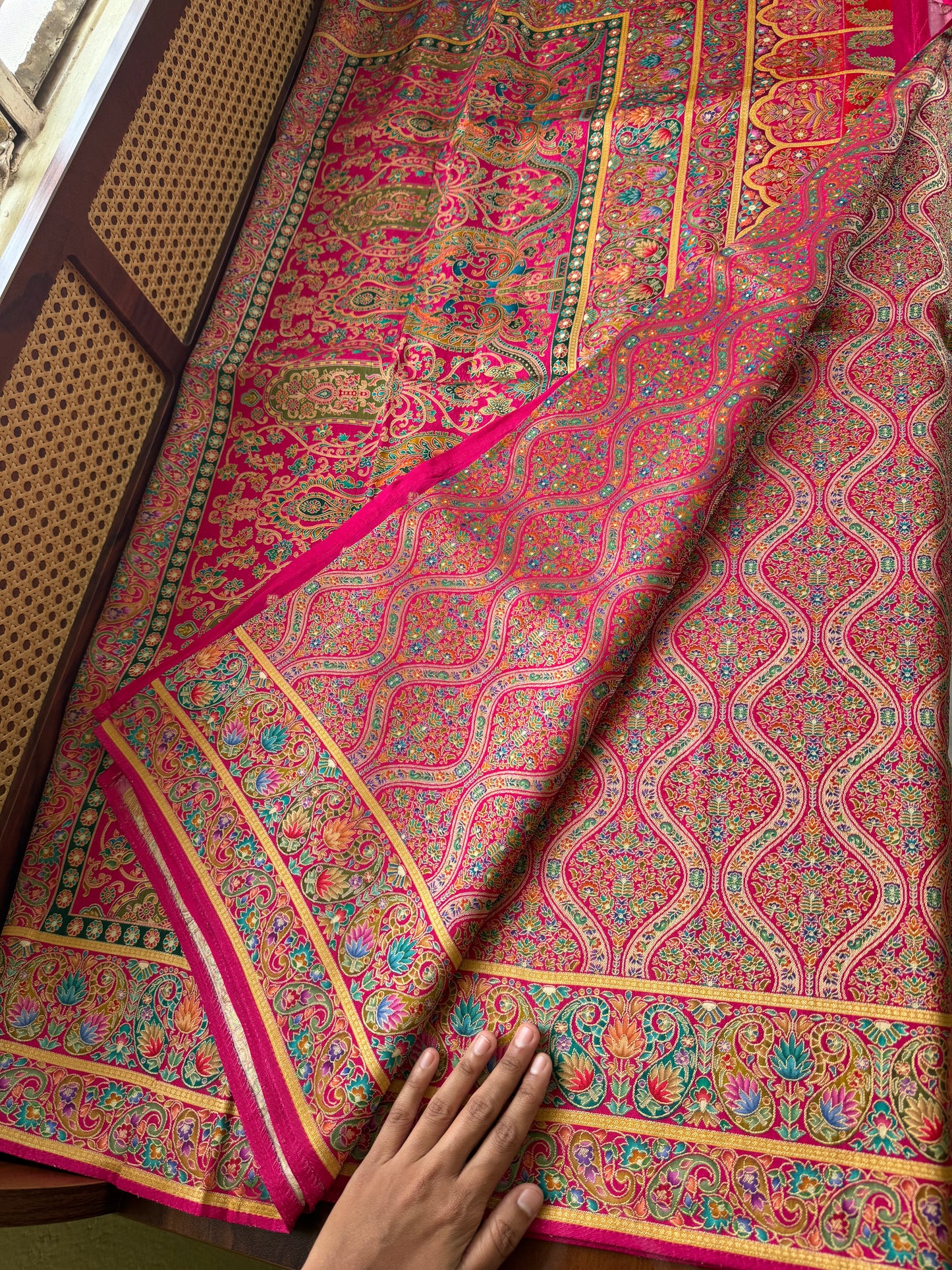 Luxe Pashmina Style Semi Silk Saree - Pink