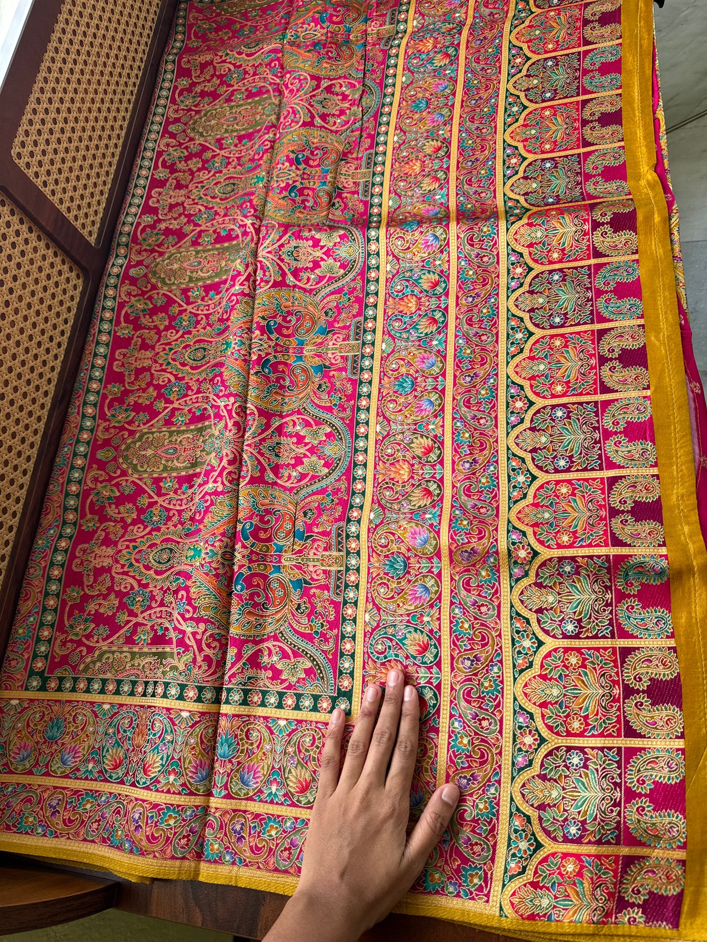 Luxe Pashmina Style Semi Silk Saree - Yellow