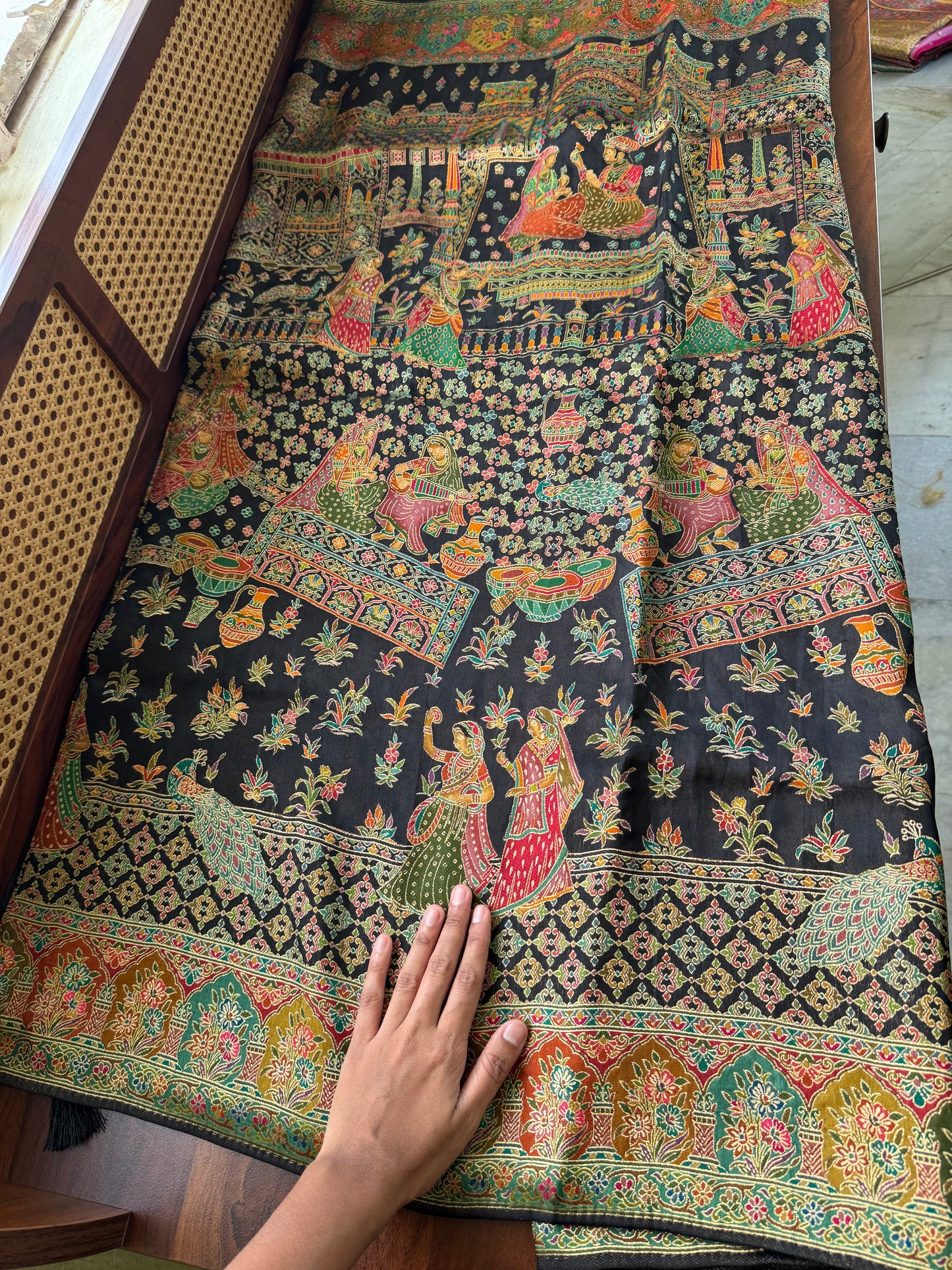 Luxe Pashmina Style Semi Silk Saree - Black