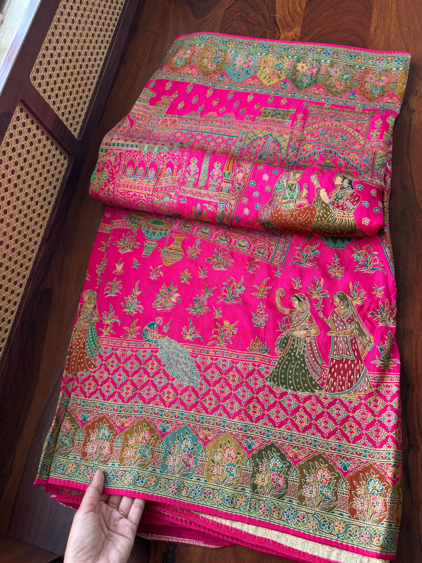 Luxe Pashmina Style Semi Silk Saree - Pink