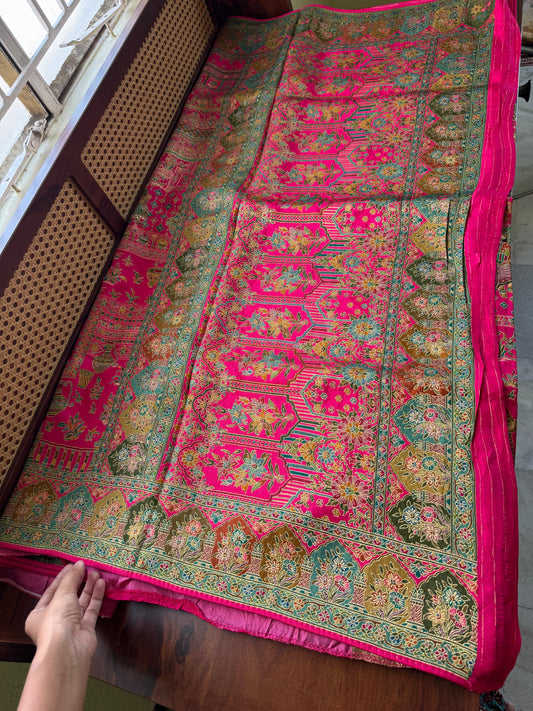 Luxe Pashmina Style Semi Silk Saree - Pink