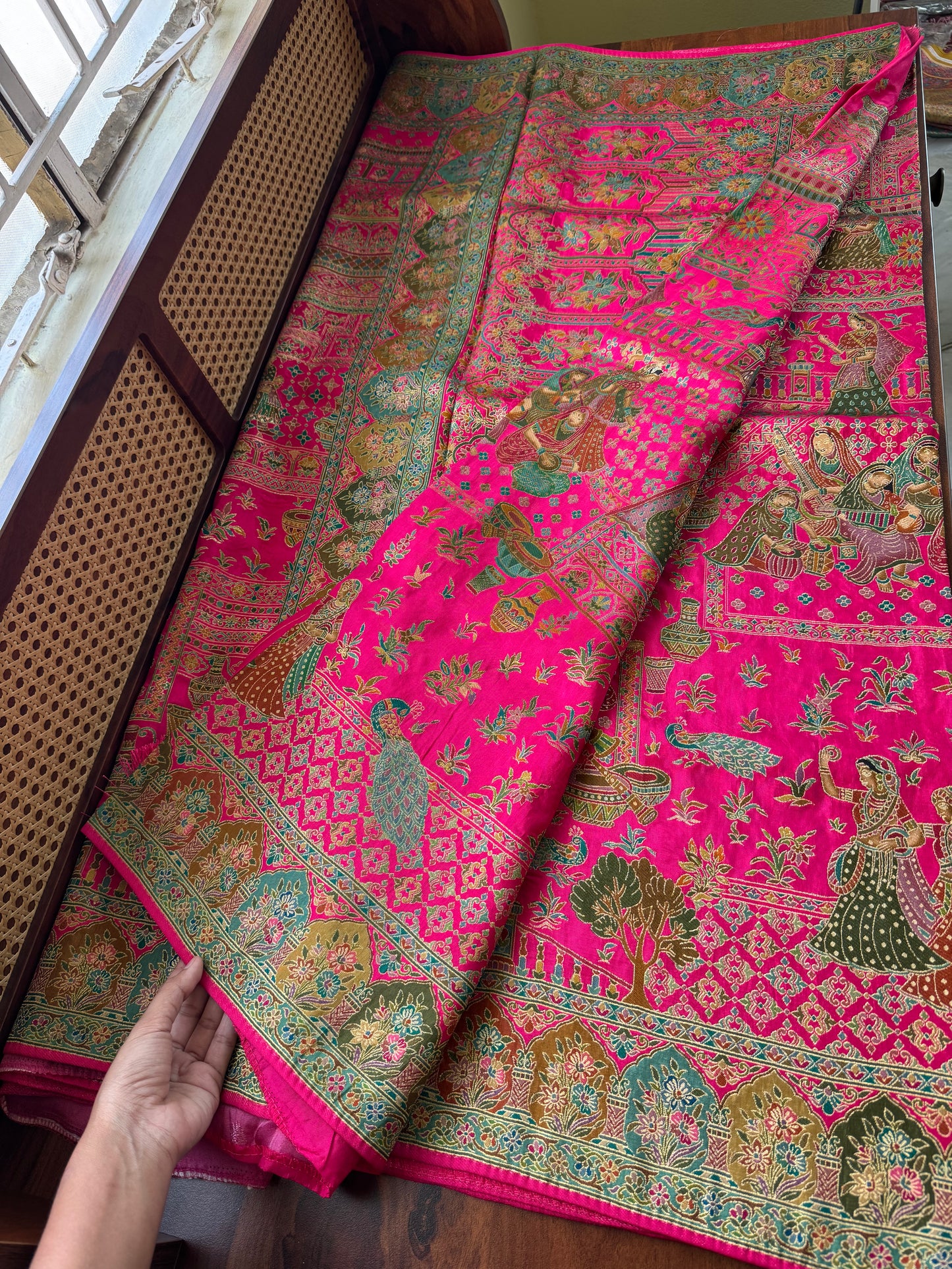 Luxe Pashmina Style Semi Silk Saree - Pink