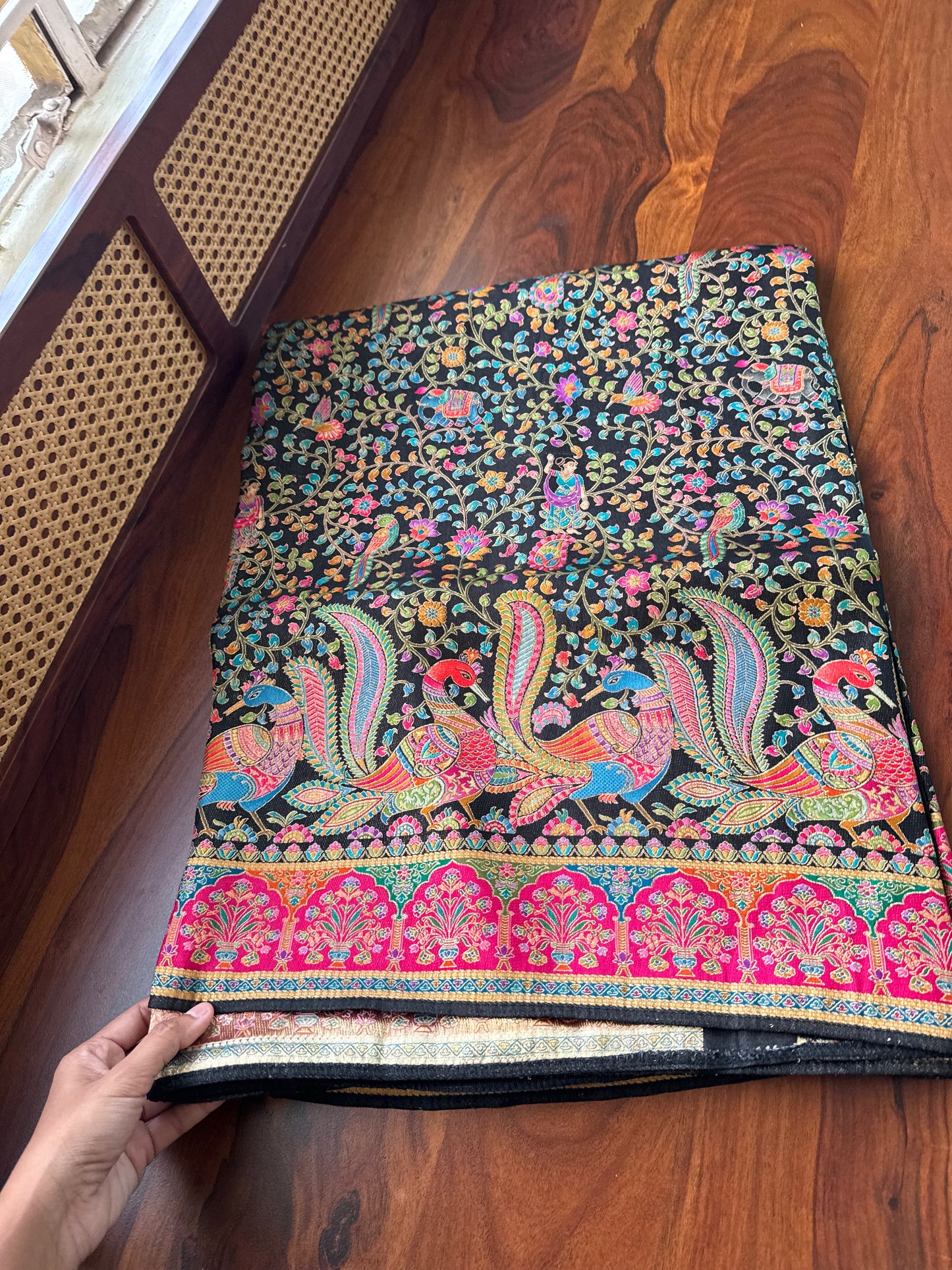 Luxe Pashmina Style Semi Silk Saree - Black