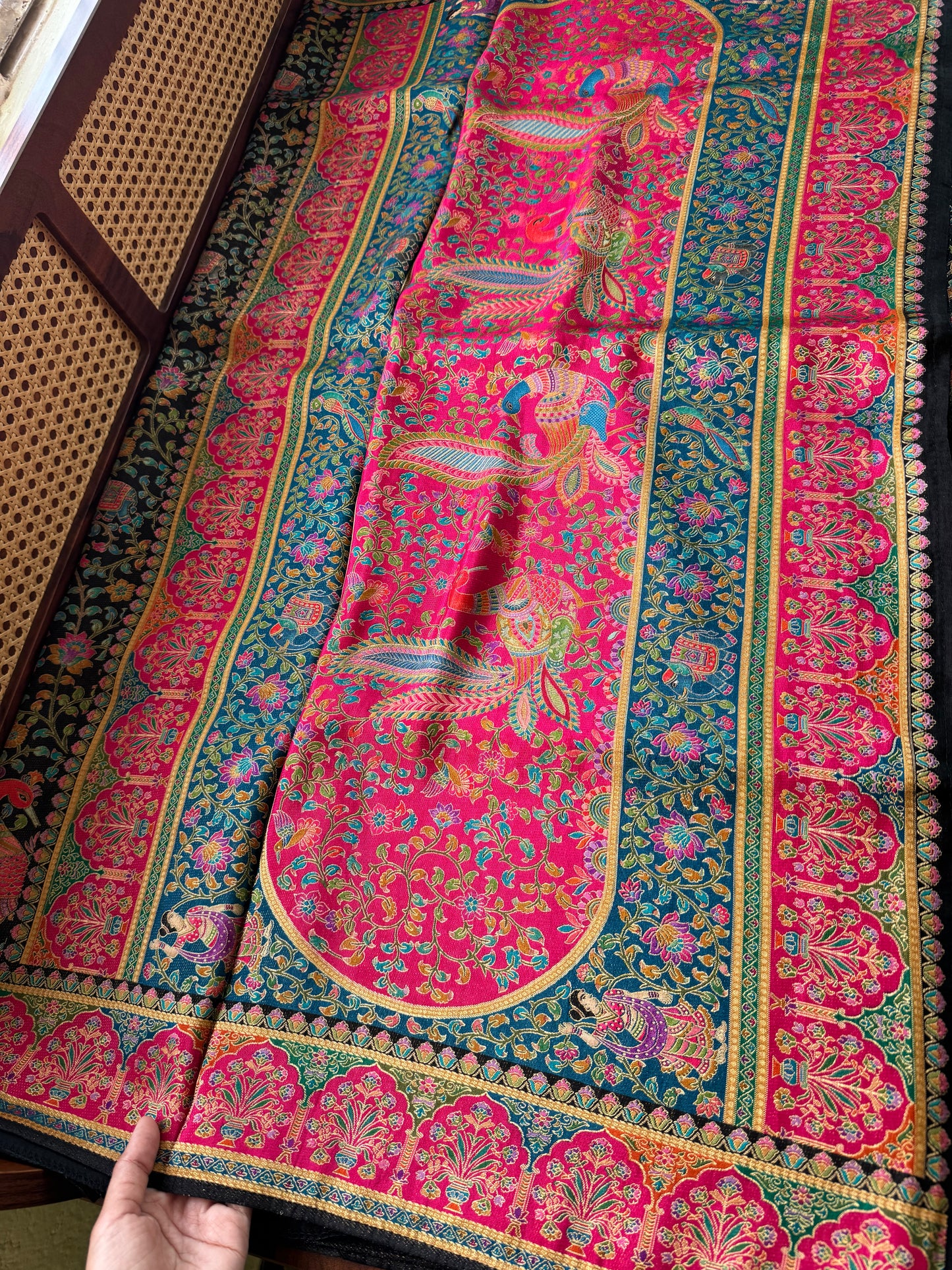 Luxe Pashmina Style Semi Silk Saree - Black