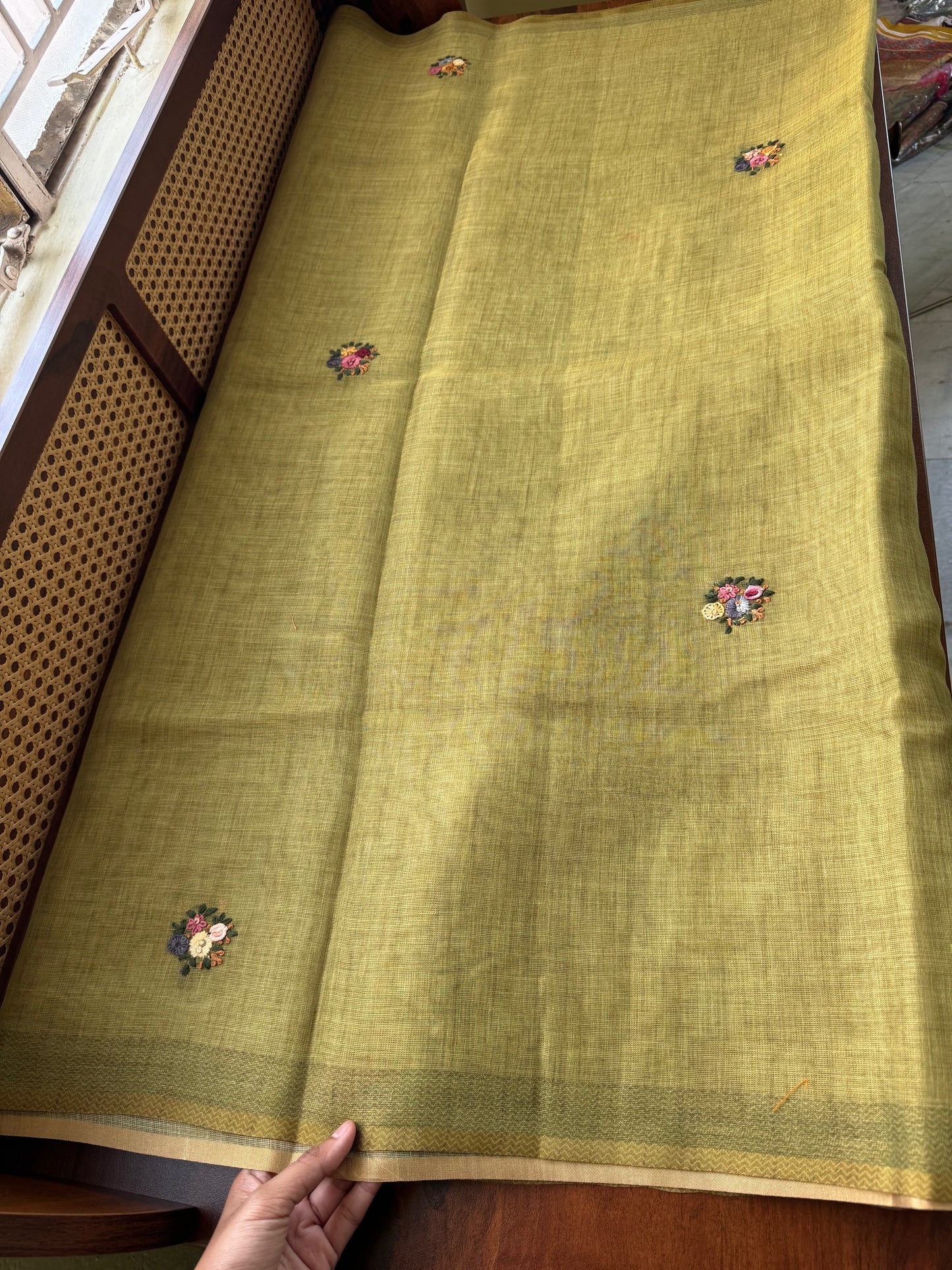 Premium Tissue Linen Sarees - Green