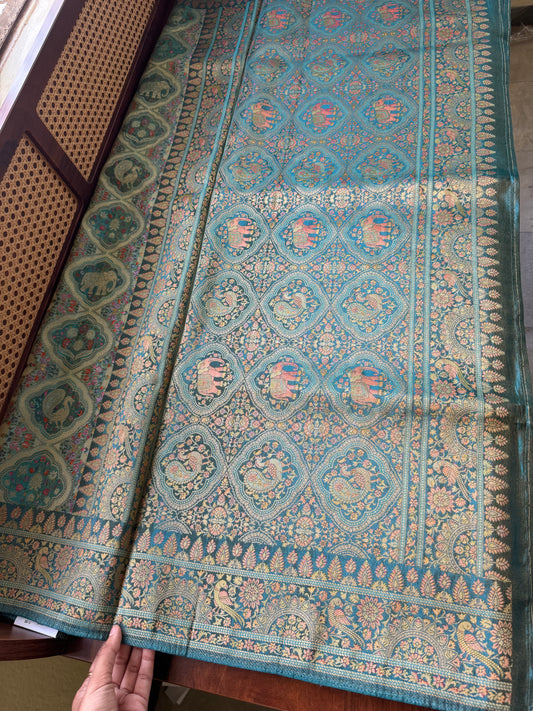 Luxe Pashmina Style Semi Silk Saree - Blue