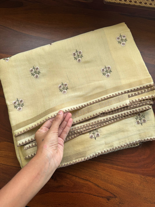 Mul Chanderi Tissue Saree - Yellow