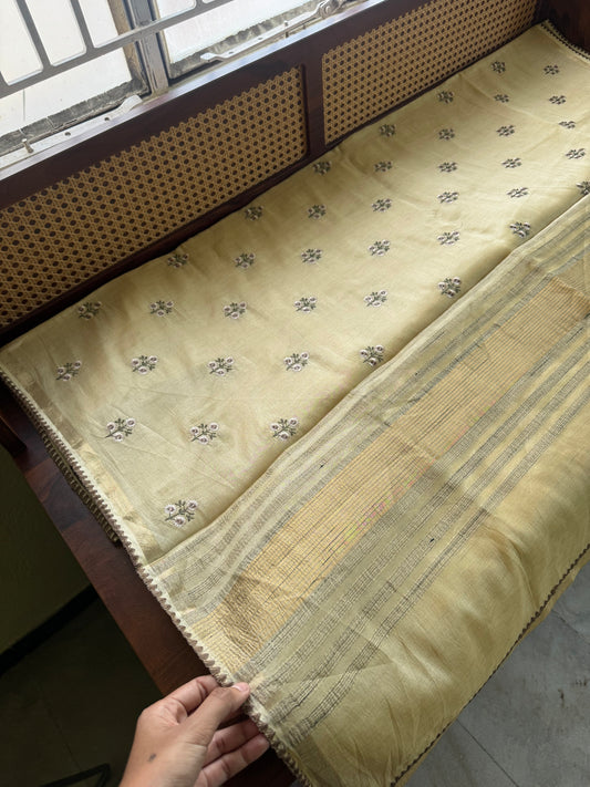 Mul Chanderi Tissue Saree - Yellow