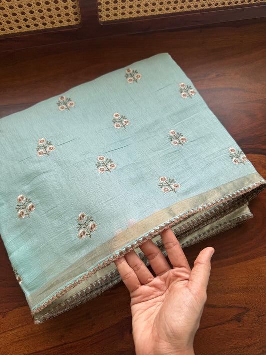 Mul Chanderi Tissue Saree - Blue