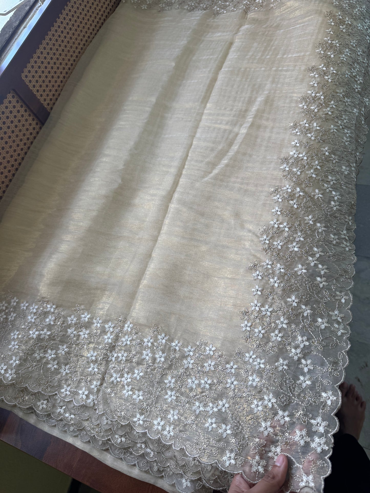 Delicate Tissue Organza Saree - Subtle Gold