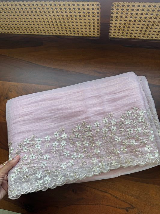 Delicate Tissue Organza Saree - Baby Pink