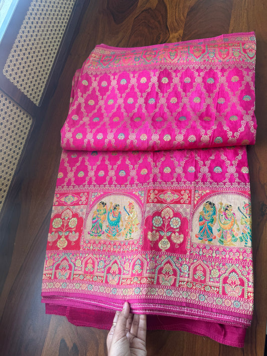 Luxe Pashmina Style Semi Silk Saree - Pink