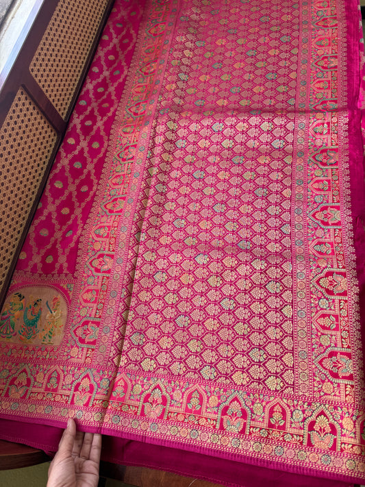 Luxe Pashmina Style Semi Silk Saree - Pink