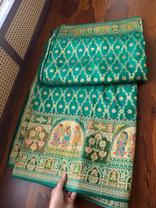 Luxe Pashmina Style Semi Silk Saree - Green