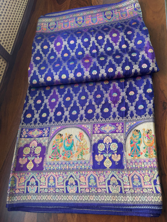 Luxe Pashmina Style Semi Silk Saree - Voilet