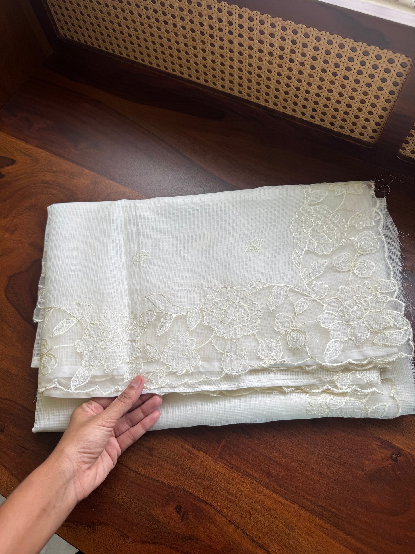 Soft Tissue Kota Saree - Cream White