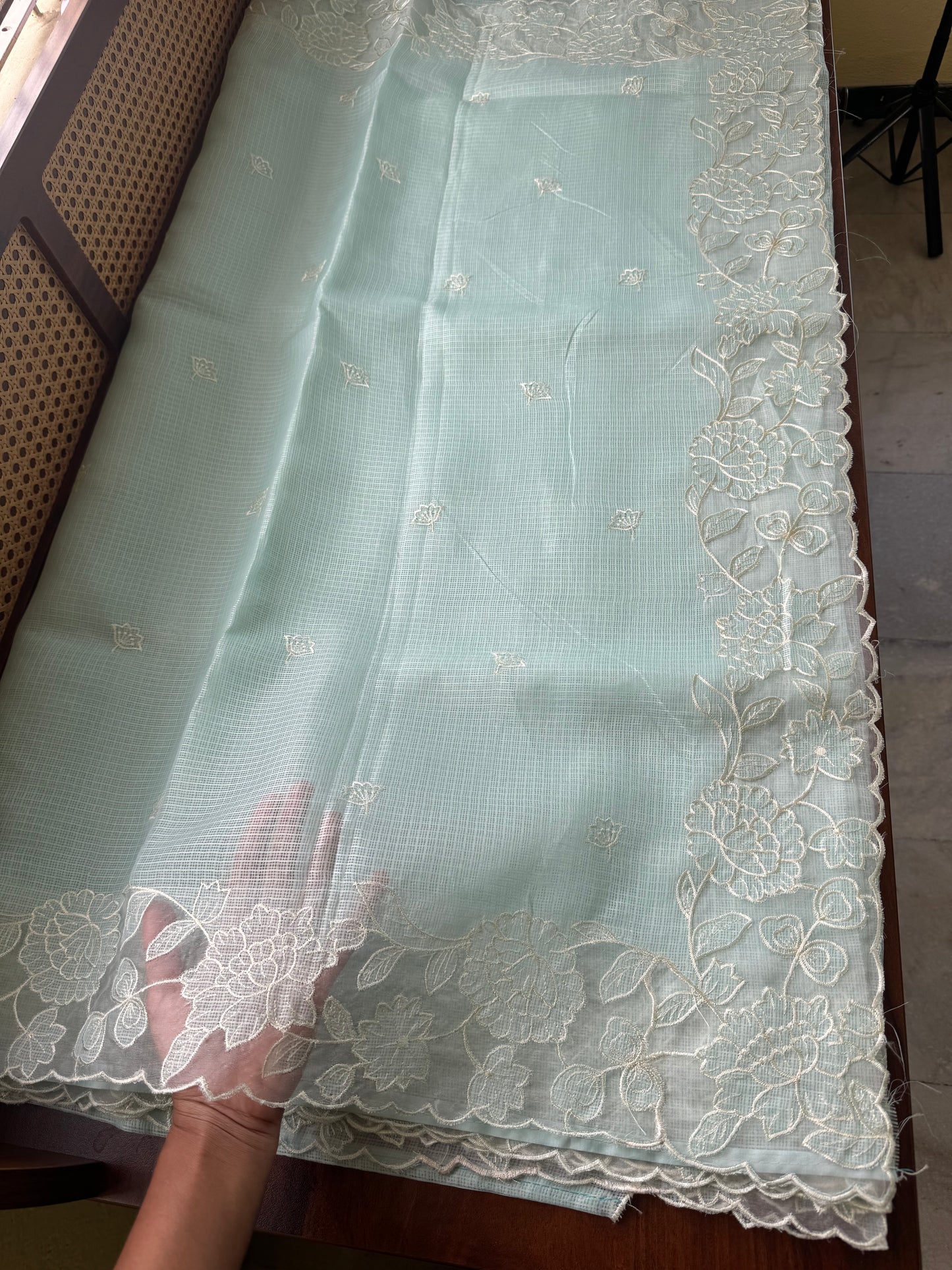 Soft Tissue Kota Saree - Pastel Green