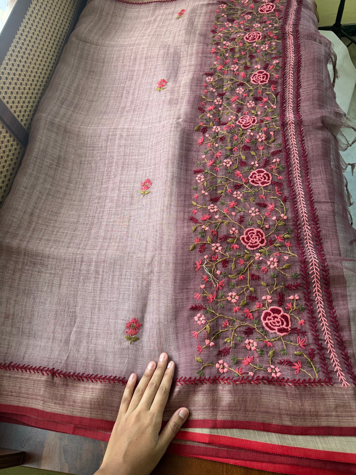 Premium Tissue Linen Sarees - Lavender