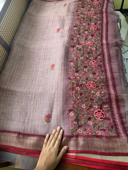 Premium Tissue Linen Sarees - Lavender