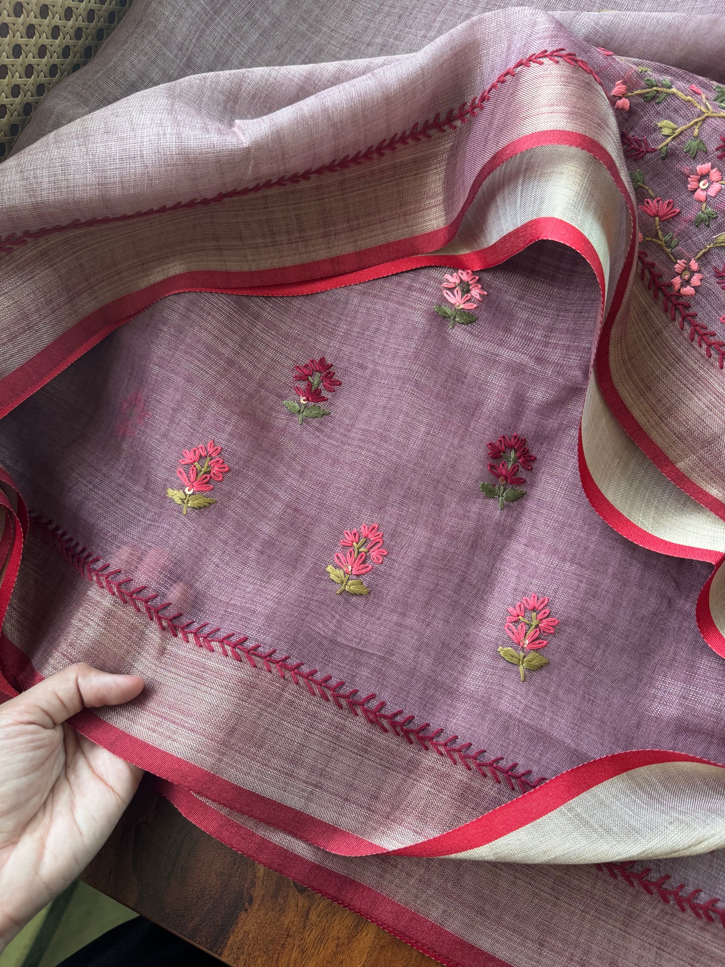 Premium Tissue Linen Sarees - Lavender