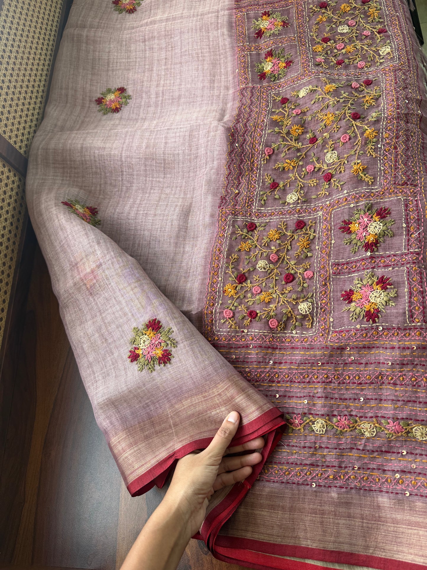 Premium Tissue Linen Sarees - Lavender