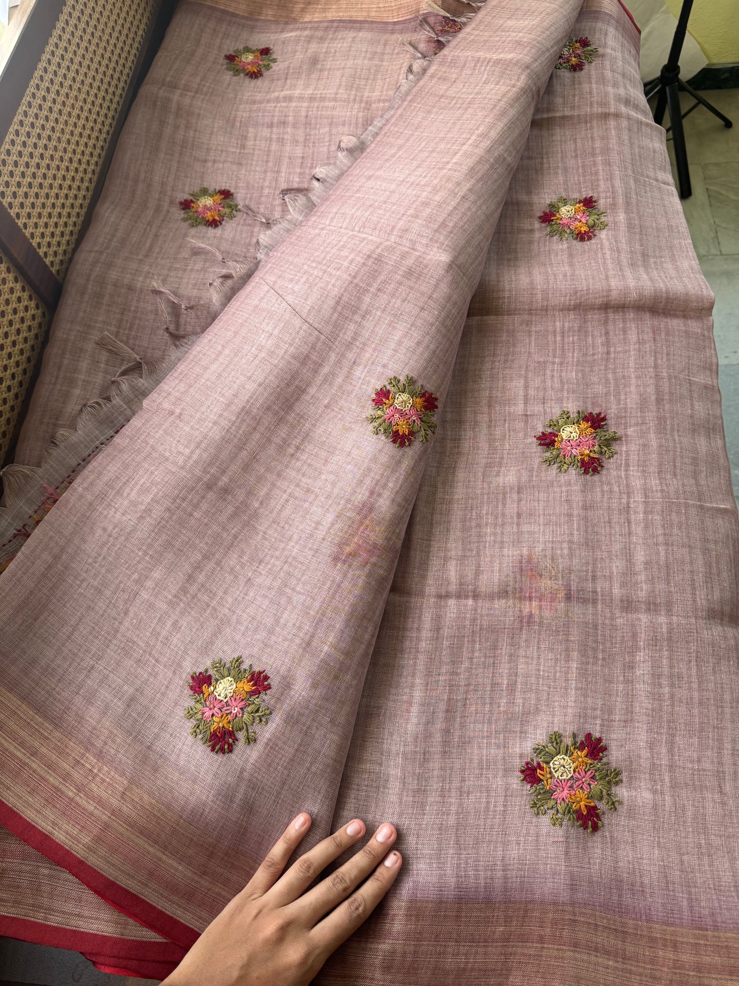 Premium Tissue Linen Sarees - Lavender