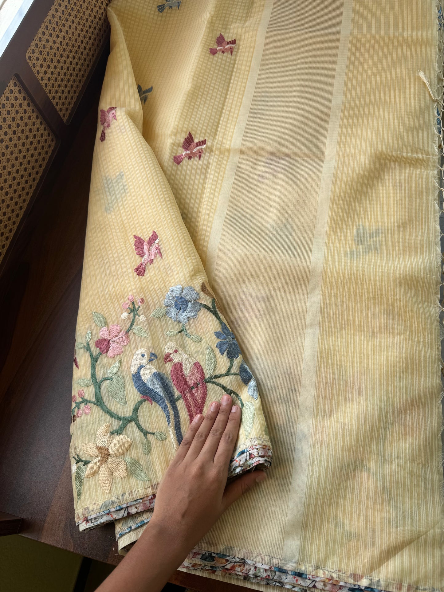 Embroidered Soft Kota Saree - Butter Yellow
