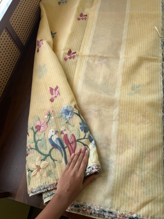 Embroidered Soft Kota Saree - Butter Yellow
