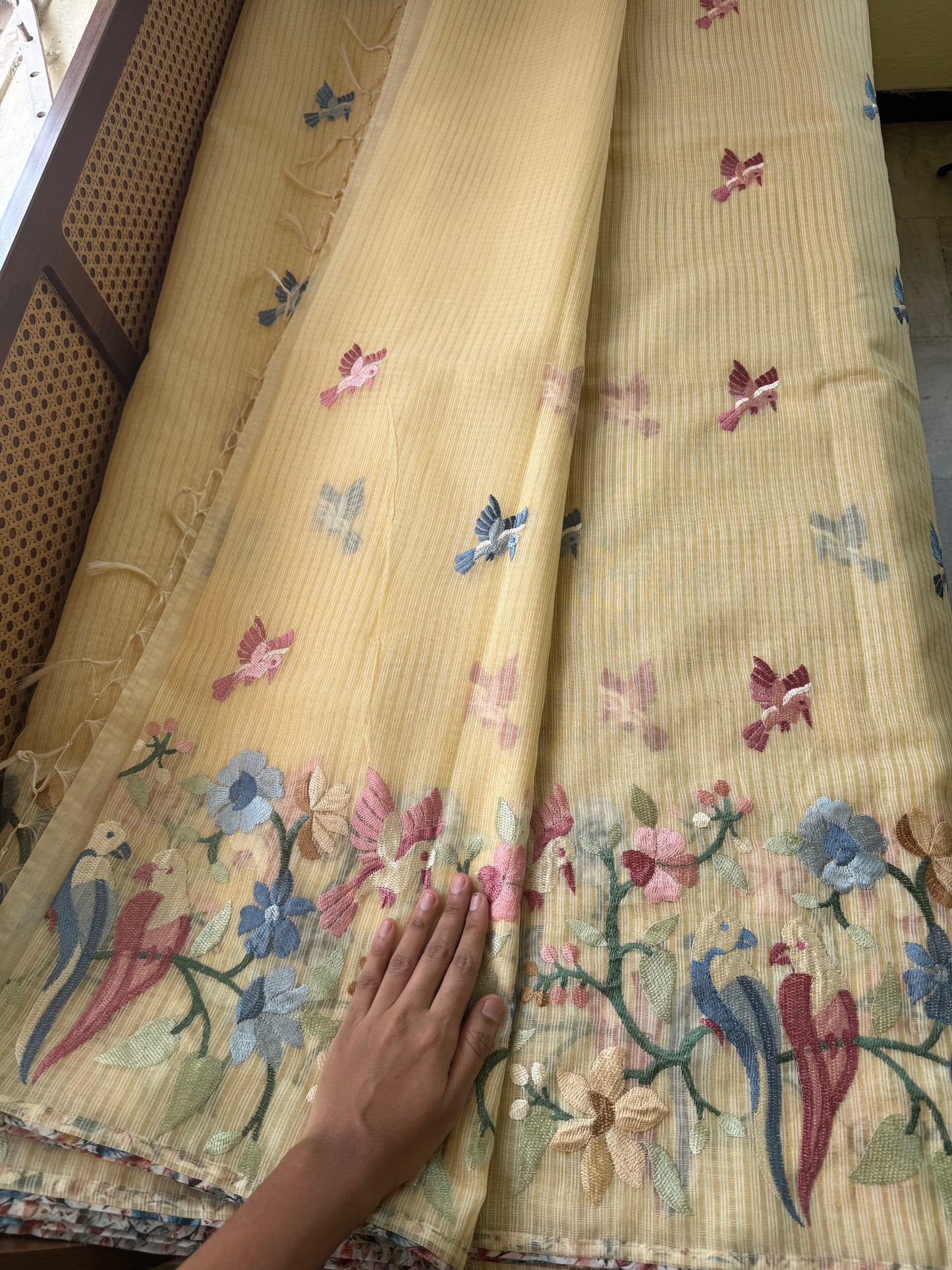 Embroidered Soft Kota Saree - Butter Yellow