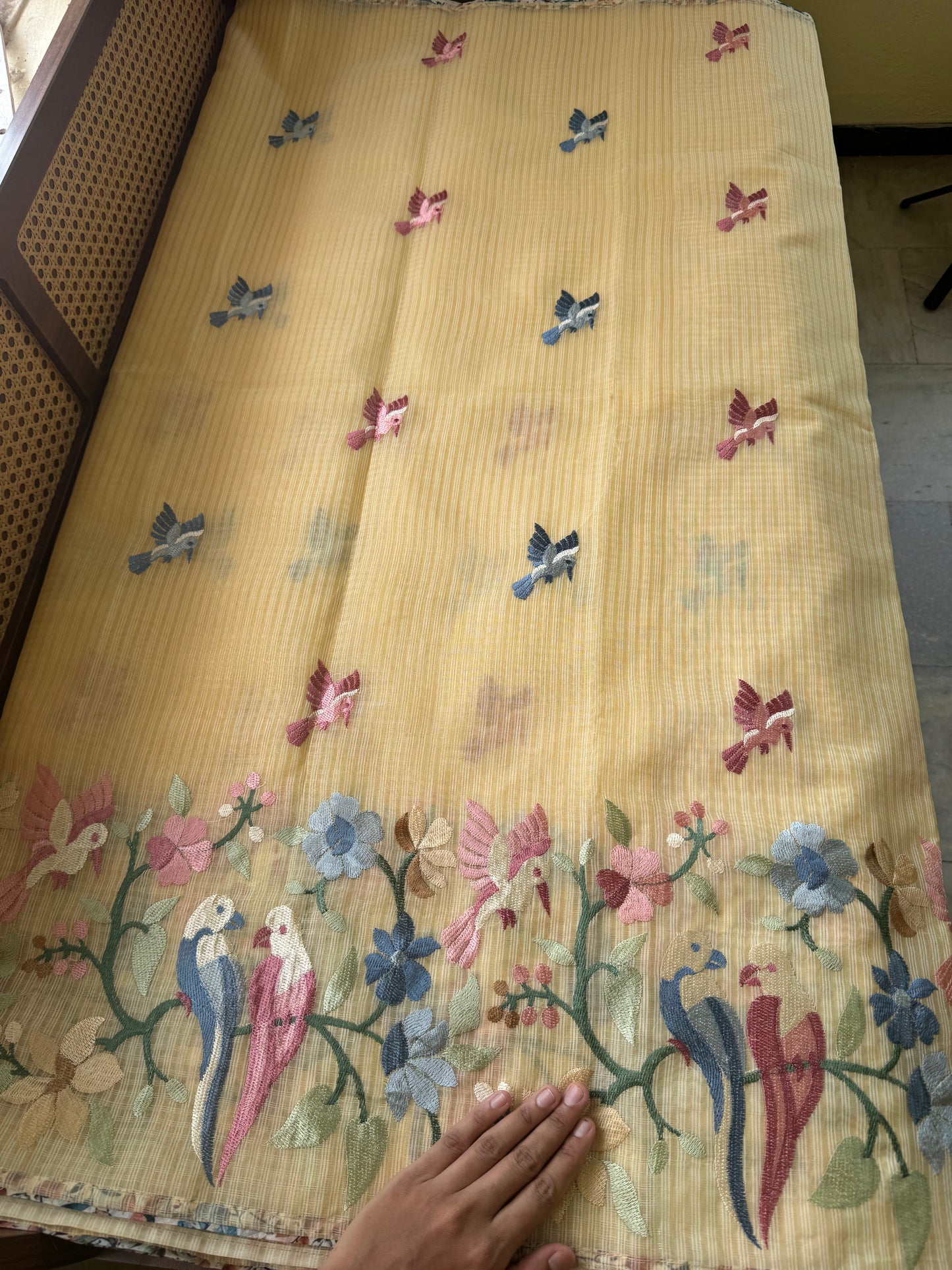 Embroidered Soft Kota Saree - Butter Yellow