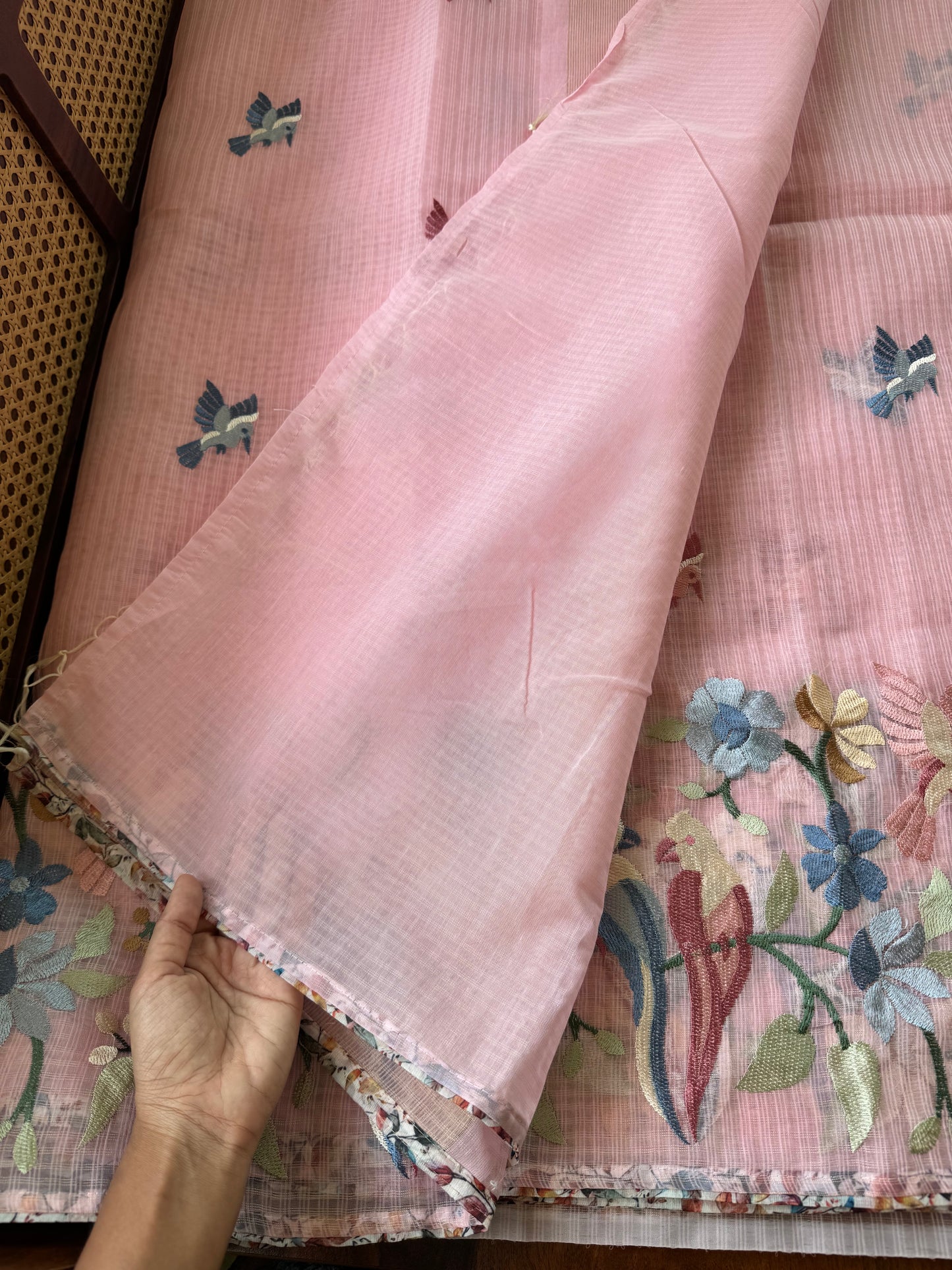 Embroidered Soft Kota Saree - Pink