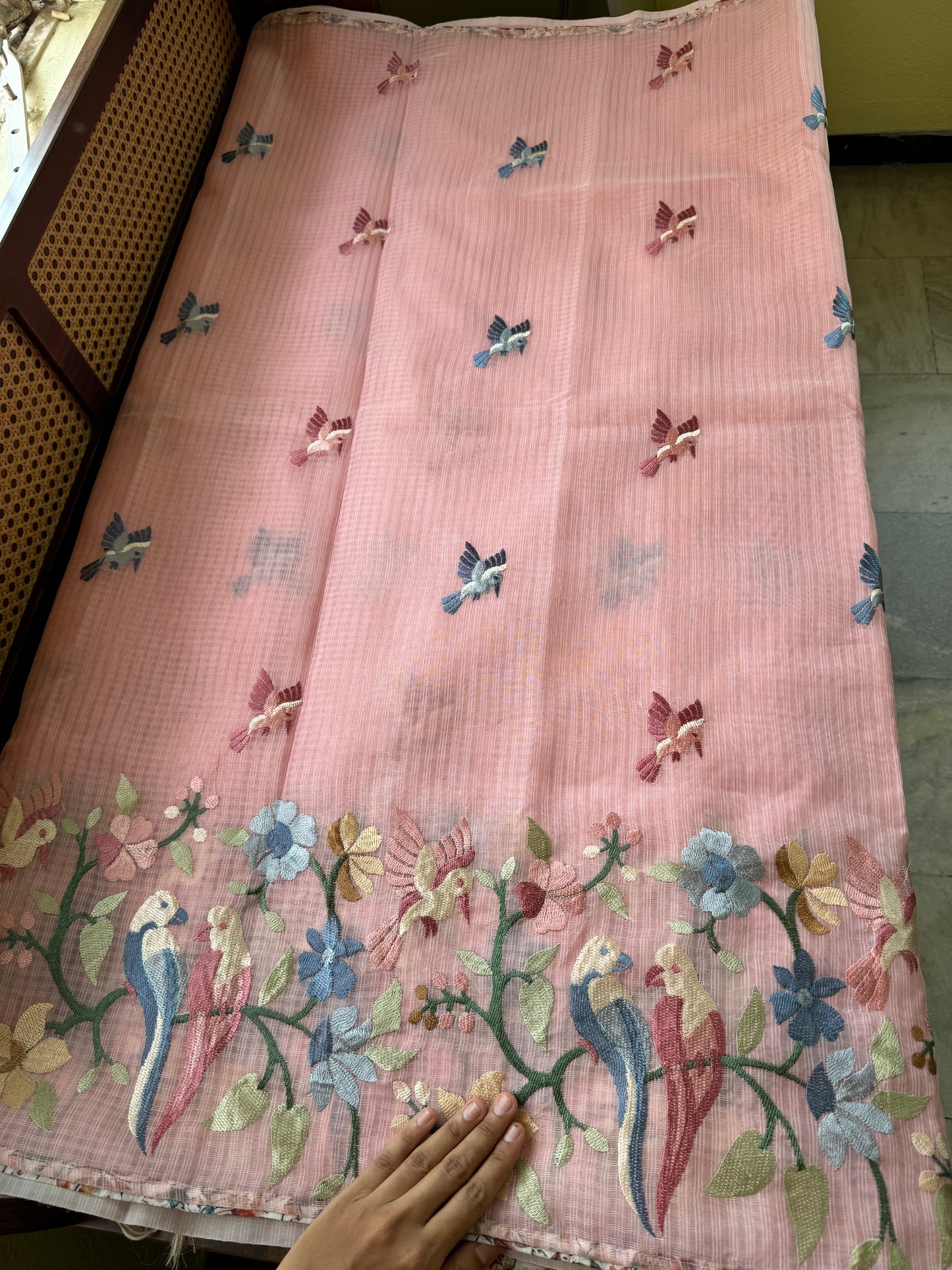 Embroidered Soft Kota Saree - Pink