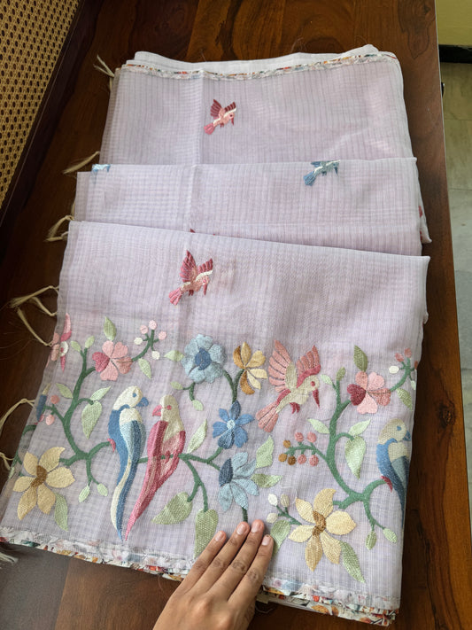 Embroidered Soft Kota Saree - Lavender
