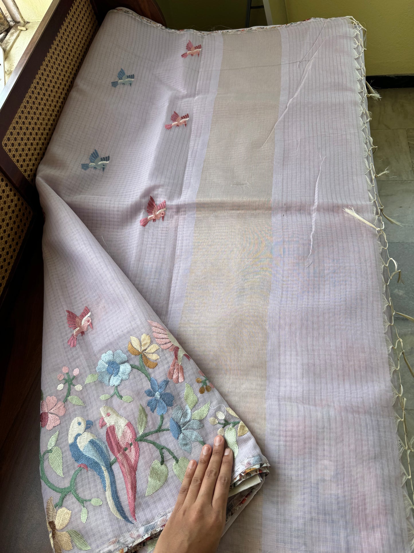 Embroidered Soft Kota Saree - Lavender