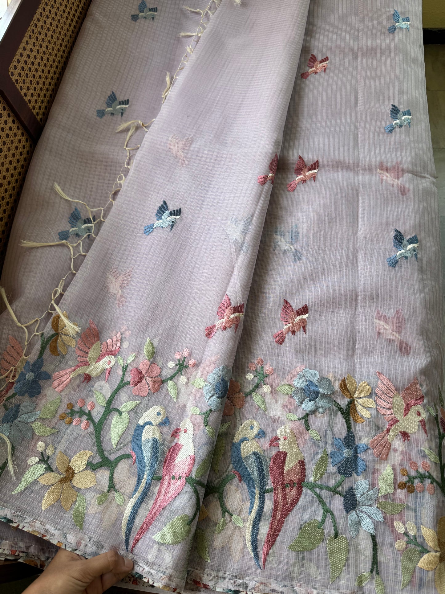 Embroidered Soft Kota Saree - Lavender