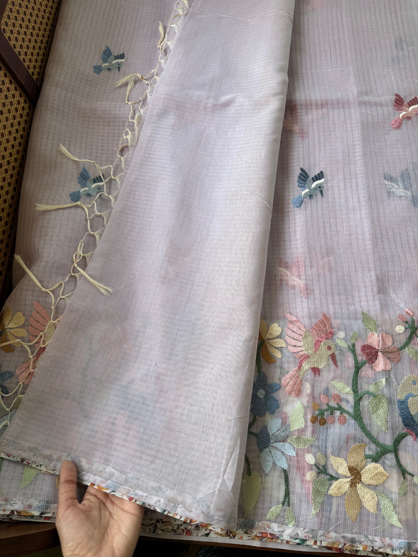 Embroidered Soft Kota Saree - Lavender