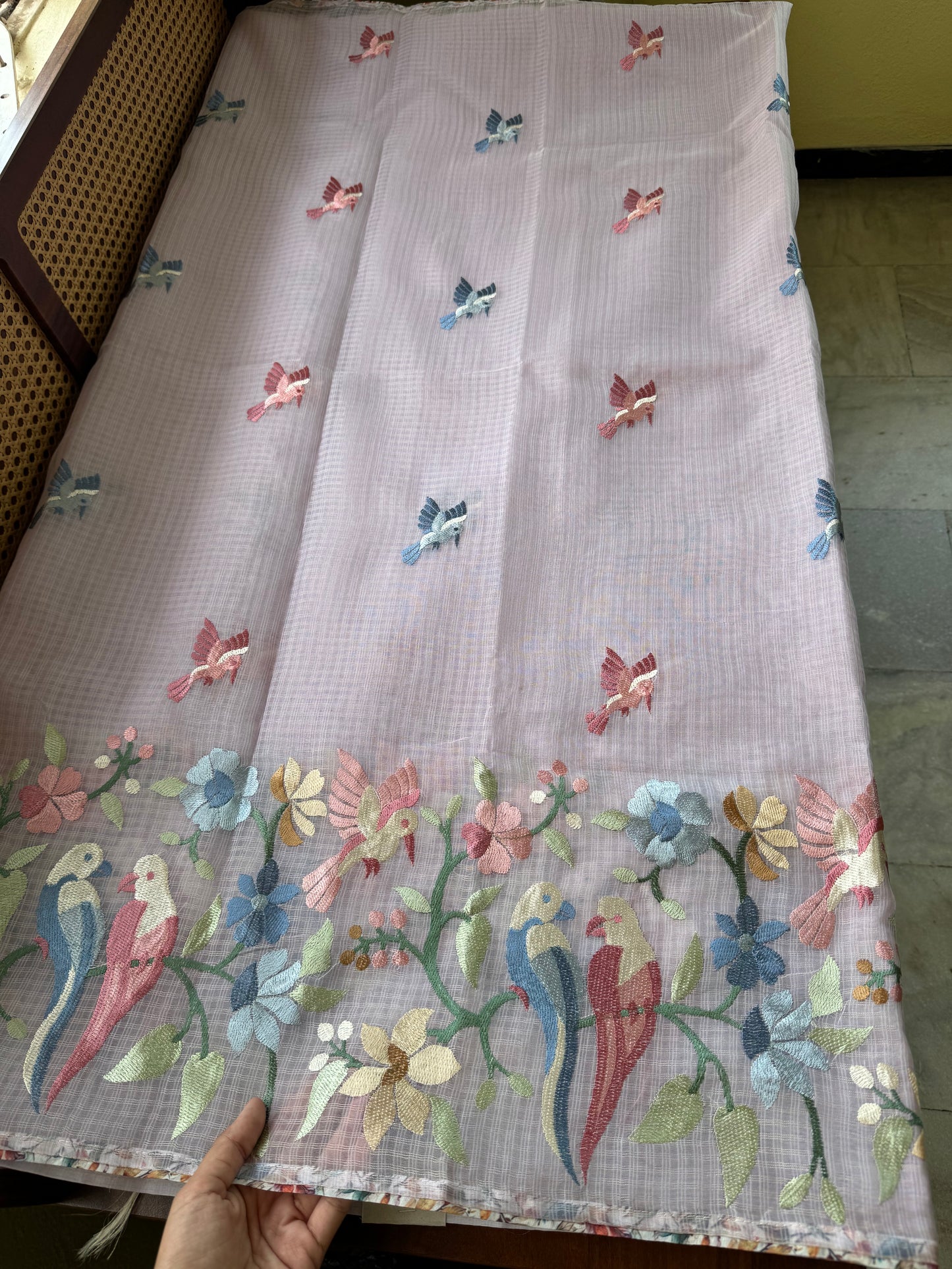 Embroidered Soft Kota Saree - Lavender