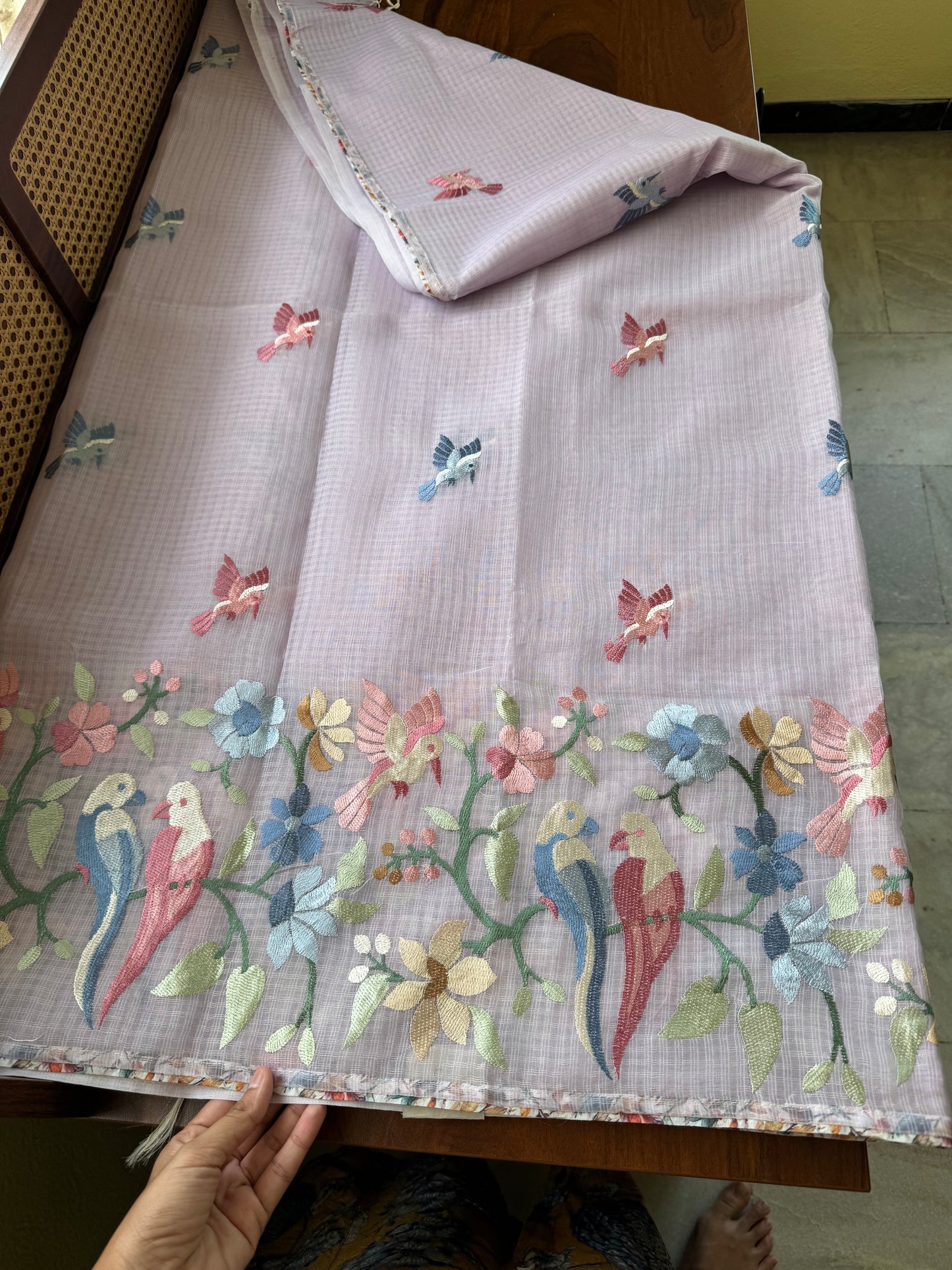 Embroidered Soft Kota Saree - Lavender