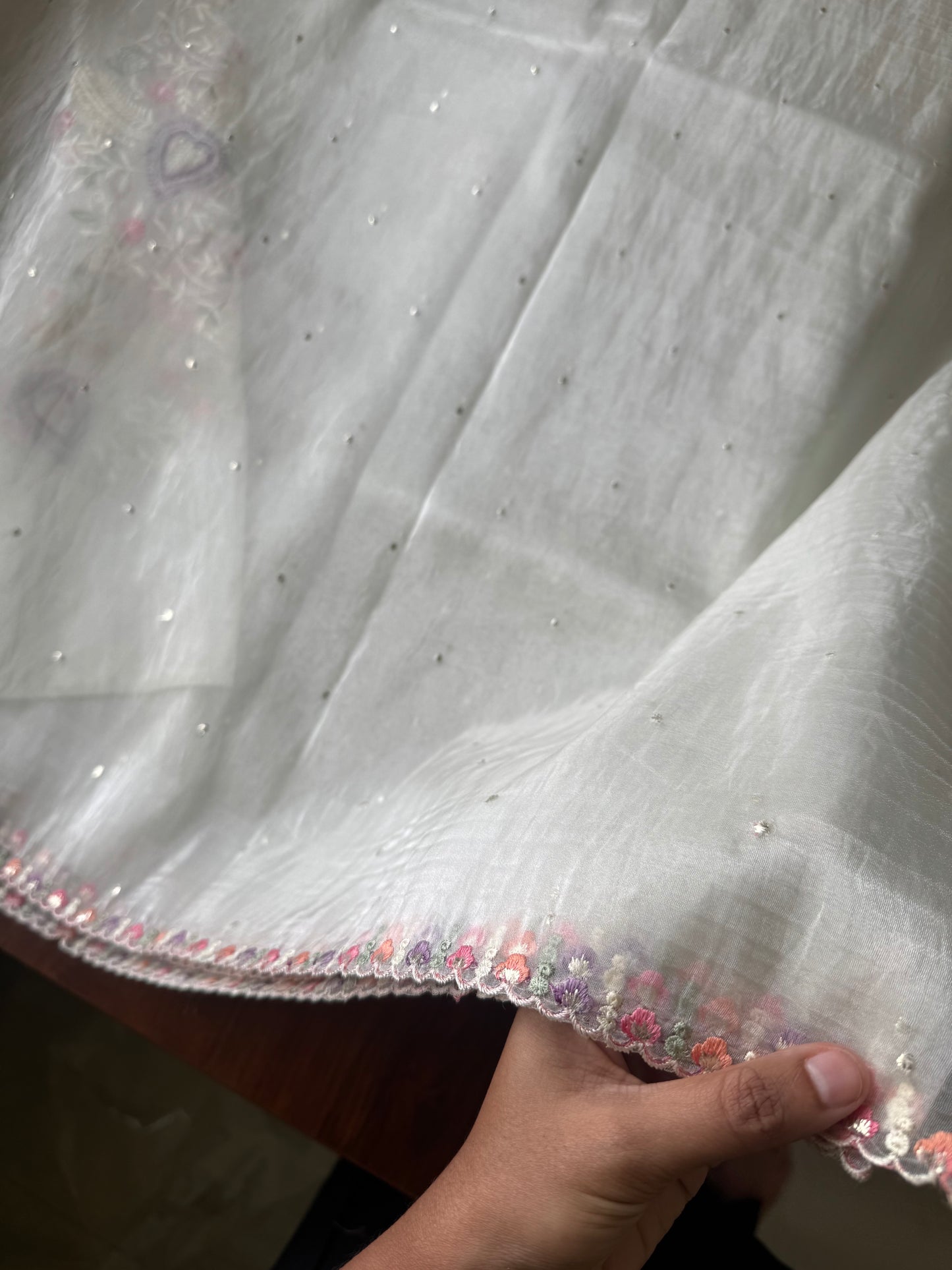 Embroidered Tissue Organza Saree - White
